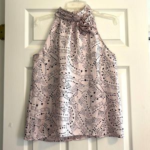 Cynthia Rowley Silk Halter Top L Bust 40” Len 25”Blush, Pink, Black , Rosette’s
